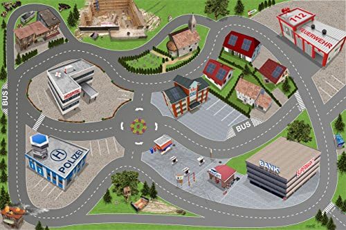 City/Cars/Street Game Mat/Play Carpet - SM05 - for the Children`s Room - Dimensions 150 x 100 cm