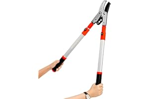 CRYSTALS 28"- 40" Extendable Tree Loppers for Gardening, Telescopic Garden loppers Long Reach, Anvil Lopper Tree Pruner, SK5 Razorsharp Blades Advance Heavy Duty Long Handled (Orange)