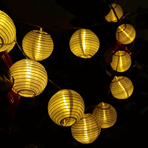 Deallink 20er Lampions LED Lichterkette mit Batteriehalter Garten Außen- und Innenbereich 2,2 Meter Warmweiß(AA Batteriebetrieben) - 4