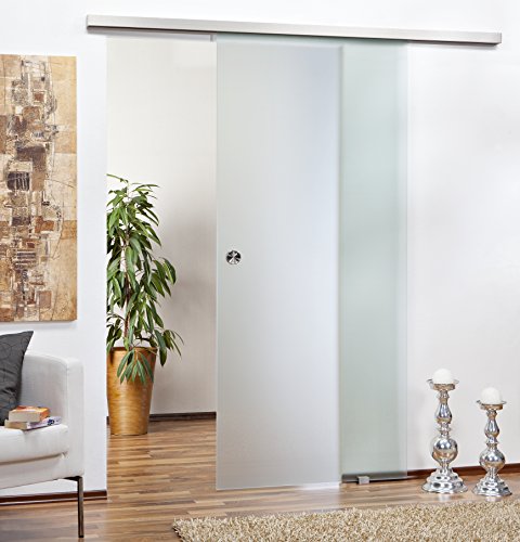 Preisvergleich Produktbild GedoTec® Glas-Schiebetürbeschlag für Glastüren mit Einzugsdämpfung / Komplett Set / Glastürbeschlag Tragkraft bis 80 kg / Laufschienen Länge 2000 mm / Markenqualität für Ihren Wohnbereich