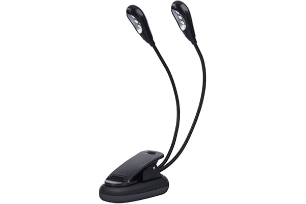 Lampe à LED pour pupitre à musique, lampe à LED pour pupitre à musique, lampe de lecture avec câble USB, clip à double tête réglable, pour support à musique, liseuse, livre et tête de lit(6 lumières)