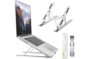 VOOMY Stojak na laptopa, 6-poziomowy stojak na laptopa z regulacją wysokości, składany stojak na laptopa, kompatybilny z MacBook, HP, Lenovo, wszystkimi laptopami i tabletami 9-16 '', srebrny