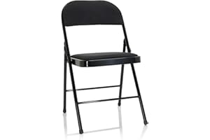 hjh OFFICE 803010 Chaise Pliante rembourrée TUDELA II Tissu Noir Chaise Visiteur Pliante, Charge maximale 130kg