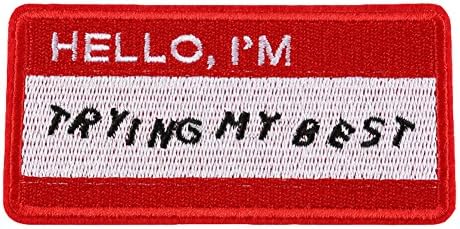 HUIXUN Patch Badge Patches Embroidered Cute Badges Iron On Patches For Clothes Stickers-Hello I'm Trying My Best 2 Pieces