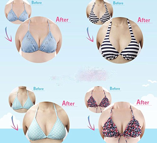 DODOING Frauen BHs Push Up Rückenfreie Klebe-BH Wiederverwendbare Unsichtbare Trägerloser Demi-BH mit dem selbstklebendem Push-Up und Tunnelzug - 7