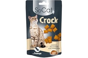 RIGA - SoCat Crock Au Fromage - Friandises pour Chat - Biscuit Croquant Au Coeur Crémeux - Riche en Vitamines - sans Conservateur - Récompense Idéale - 60 g