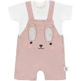 Gezenbebe Hero Kısa Kol Bebek T-Shirt &amp; Nakışlı Salopet Seti Bunny 6-9 Ay