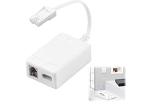 coalwop BT to ADSL RJ11 Microfilter Splitter - BT Plug Male to 2 Female Telephone White Socket Splitter Cable, DSL Signal Stabilizer for UK Landline Telephone FAX Modem Sky and Alarm Systems
