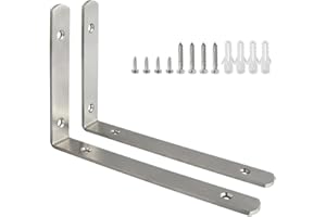 Sayayo Staffe per Mensole Pesanti 20CM Staffe a L Staffe per Mensole in Acciaio Inox Spessore 4MM Argento Supporti Staffa Mensola da Parete Squadrette Angolari, 2 Pezzi, EJ5208-2P
