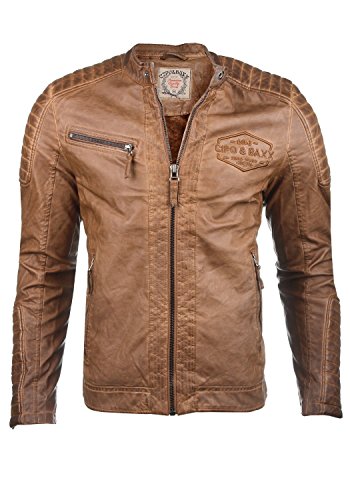 Cipo & Baxx Herren Lederjacke Faux Leder bergangsjacke CM123 (M, TABA)