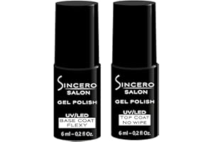‎SINCERO SALON Sincero Salon- Gel Nägel Base Flexy und Top Coat Gel UV No Wipe - Unterlack und Überlack - UV Gel Nagellack - Gel Nägel für Maniküre - Schutz vor Kratzern - Nagelhärter - Gellack - Gel Nail Polish