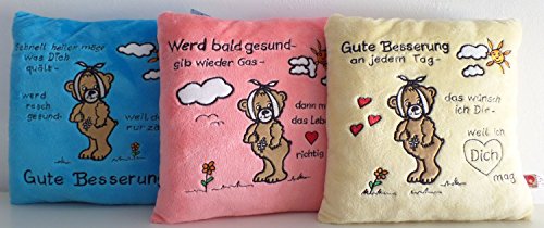 Kissen - Zierkissen - Dekokissen - Mit Genesungsspruch - 27 x 27 cm "Gute Besserung" Farbton Orange