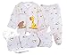 WANGSAURA Baby Infant 5pcs Cotton Clothing Set (Cap+Bib+Pajamas Suit+Pants)Newborn Caring Gift 0-3 Months (Yellow)