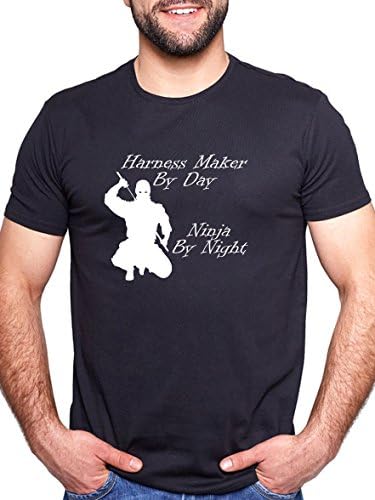 Harness Maker By Day Ninja By Night Personalised T Shirt Black Tee XL
