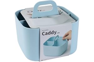 BLUE GINKGO Multipurpose Caddy Organizer - Stackable Plastic Caddy with Handle | Desk, Makeup, Dorm Caddy, Classroom Art Organizers (Made in Korea) - Blue