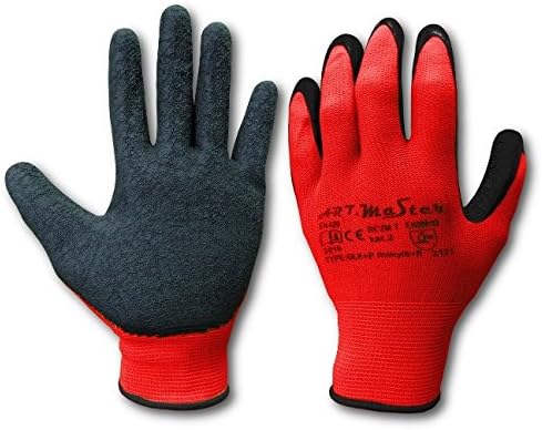 12 Pairs LATEX COATED RUBBER WORK GLOVES SAFE BUILDER GRIP GARDENING Size 7 Small