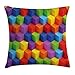 Produktbild ERCGY Abstract Throw Pillow Cushion Cover, Geometric Colorful Cube Figures Vibrant Squares Modern Futuristic Concept Art, Decorative Square Accent Pillow Case, 18 X 18 inches, Multicolor