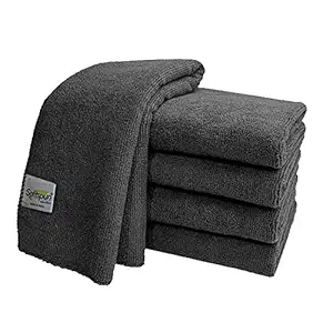 SOFTSPUN Microfiber Cloth - 5 pcs - 40x40 cms - 340 GSM Grey- Thick Lint & Streak-Free Multipurpose Cloths - Automotive Microfibre Towels for Car Bike Cleaning Polishing Washing & Detailing