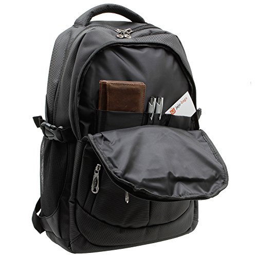 City Rucksack Schule Arbeit & Freizeit Bag Schulrucksack Sportrucksack Backpack Laptoprucksack Laptopfach 15 + 1 Produkt nach Wahl (Schwarz+1 Wildleder Etui) - 5