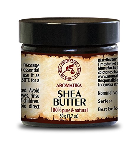Shea butter 100 ml Glass 100 % pure and natural - African Shea butter - best moisturiser for Hair, Skin, Nail, Lip, Face, Body, Scalp, Multipurpose, uses as pure agent, excellent with Essential oil, great for Beauty, Massage, Wellness, Karite Shea Butter by AROMATIKA