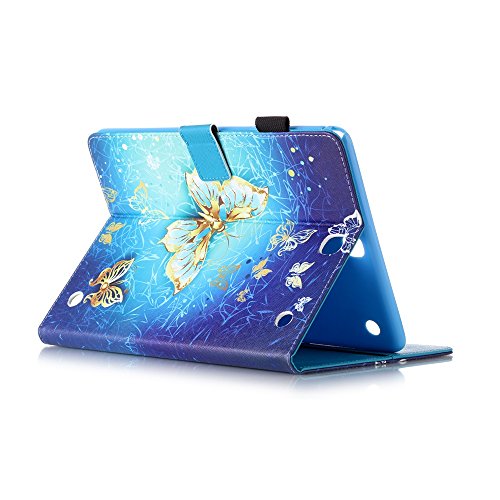 Für Samsung Galaxy Tab A 9.7 Zoll SM-T550 Leder Tasche Hülle,Für Samsung Galaxy Tab A 9.7 Zoll SM-T550 Leichter Wallet Kickstand Hülle,Herzzer Mode Hübsch [Luxus Schmetterling Gedruckt] Shockproof Kratzfest PU leder Mappen Geldbeutel Folio Abdeckung mit Karte Bargeld Schlitz Weiche TPU Innere Kasten Hülle Case für Samsung Galaxy Tab A 9.7 Zoll SM-T550 + 1 x Frei Blau Handy Halterung Ständer + 1 x Frei Blau Stift Stylus - 4