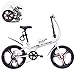 Produktbild FJW Unisex Faltrad 20 Zoll 7 Geschwindigkeit Doppelscheibenbremse Aluminiumlegierung Integriertes Rad Student Kind Pendlerstadt Fahrrad,White