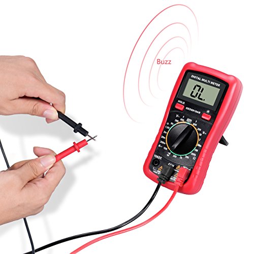 Digitaler Multimeter, TopElek Digital Multimeter mit Batterietestfunktion, Amp / Volt / Ohm Meter, Manual-ranging Multitester / VOM für Messspannung / Strom / Widerstand / Frequenz / Diode / Durchgang / Diode mit LCD-Hintergrundbeleuchtung-Anzeige, Rot - 3