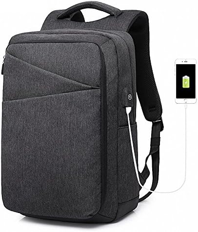 Business Laptop Backpack,Waterproof Travel Backpack with USB Charging Port&Trolley Bag for College Student,Fits Under 15.6-Inch Laptop Notebook