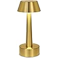 OCEST Rechargeable Cordless Table Lamp, Small Battery Operated Lights Outdoor, Dimmable Touch Portable Gold Lamp for Restaurant Bar Hallway Lounge Bedroom Dining Table Indoor Bedside