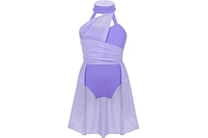 dPois Enfant Fille Académique Justaucorps Danse Classique Robe Patinage Artistique Ballet Robe Danse Lyrique Latine Tenue Danse Contemporaine Gymnastique 3-16 Ans