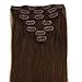 New style Straight 15 inch Clip In Remy Real Human Hair Extensions 7pcs 70g color 4-dark brown/medium dark brown chocolate brown