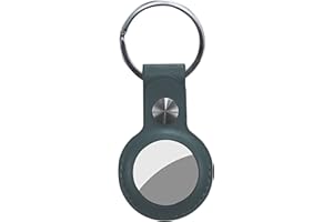 ZHAOCO Funda para AirTag Cuero Genuino, Cubierta Protectora con Llavero Anillo, Anti-Arañazos - Verde 3