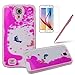 Produktbild Felfy Samsung Galaxy S4 Kreativ Fließen Hot Pink Flüssig Cute Animal Swimming Paar Delphin Haut Handyhülle Tasche Schutz Hülle Back Case Cover Etui + 1x Rosa Stylus Touch Pen + 1x Displayschutzfolie