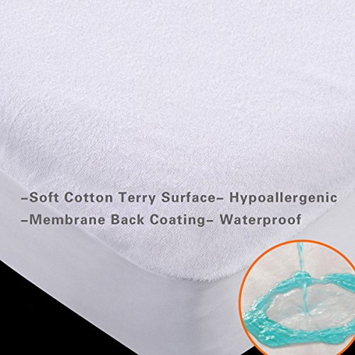 Matratzenschoner mit Spannumrandung Weiß 150×200 cm| Wasserdicht| Anti-milben| Inkontinenz| Rundumbezug| Premium Microfaser| Atmungsaktiv - 5