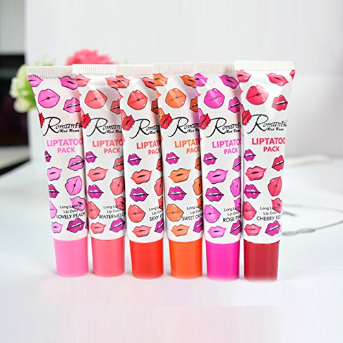 Peel off Lipgloss 6 Farben Tätowierung Magisch Farbe Lippenstift Lip Gloss Langanhaltendes und wasserfestes Lippentattoo Glial Lipstick Beauty Lip Gloss 6 Farben/set &1PCS Lip Brush - 8