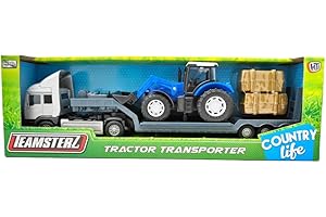 CELINO making your day Farm Tractor Transporter Playset Diecast Vehicle Toys Boys Girls (Blue)
