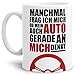 Produktbild Auto-Tasse mit Spruch"Ich frag mich ob mein Auto an mich denkt" Geschenk für den Auto-Liebhaber/KFZ/Karre/Autonarr/Freak/Weiss