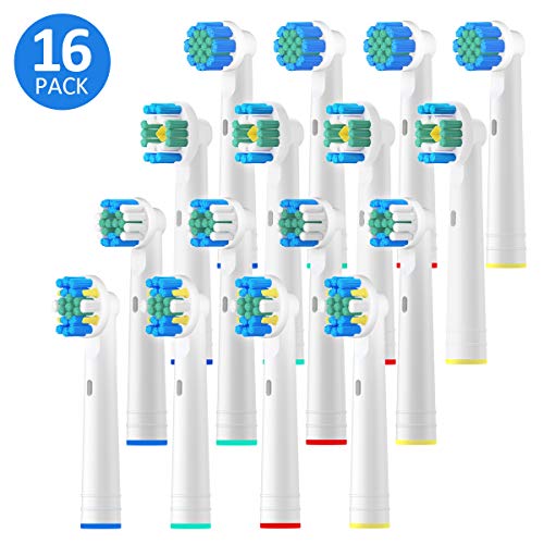 Paquete 16 Cabezales de Cepillo de Dientes para Oral b, Cabezales de repuesto Compatible eléctrico, incluidos 4 Precision EB17-P, 4 Floss EB25-P, 4 Sensitive EB28-P, 4 Whitening EB18-P