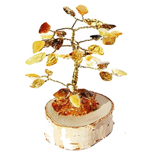 Cute Autumn Colours Baltic Amber Tree (32 Amber Leaves), Handmade and Boxed. Perfect and Unique Gift!