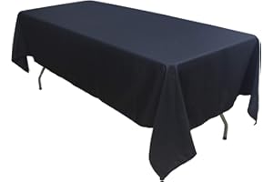 KaitatsuSen Oblong Rectangular Polyester Fabric Tablecloth, Black, 150x300 cm