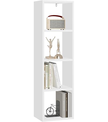 Bibliothèque Murale/ Sur Pied 190x30x28 Cm - 7 Étagères Réglables - Blanc - À Monter - Pour Bureau, Salon, Chambre