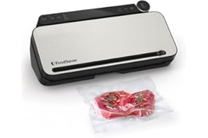FoodSaver Envasadora al vacío Premium | Maquina de envasar al vacio con cánula con adaptador para recipientes integrada, 1 Rollo, 4 bolsas & 4 bolsas con cierre tipo zip [VS3190X]