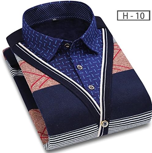 CHLXI Men's Long-sleeved Shirt Fake Two-piece Thickening Warm Shirt,HM10-L