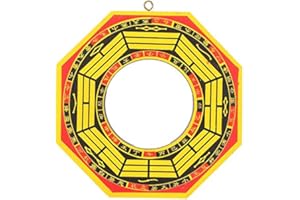 Biitfuu Traditional Lucky Chinese Wood Bagua Mirror Feng Shui Convex Concave Bagua Mirror for Protection Against Active Harmful Energy(6 inch-Concave)