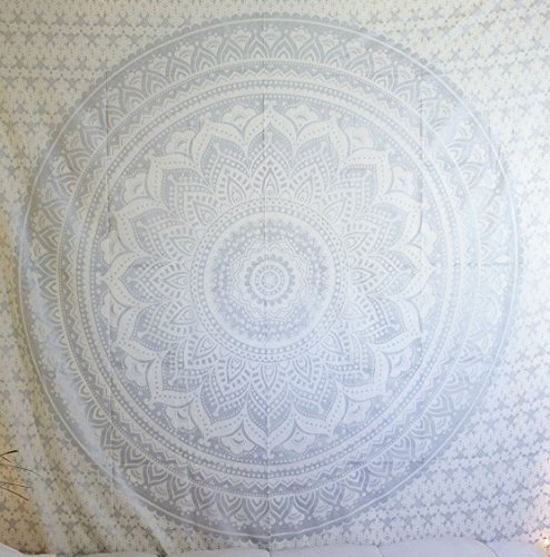 Original silver Ombre tapestries, Indian Ombre Mandala thinking magical tapestry hanging on the wall - 2