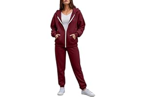 ALLEGORLY Femme Survêtement Ensemble Jogging Femme 2 Pièce Jogging Suit Sweat à Pullover et Pantalon Sportswear Sweat Zippé Capuche Sport Décontracté Tenue Deux Pièces