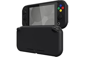 eXtremeRate Schutzhülle für Nintendo Switch Lite,Case Hülle Tasche Schutzhülle Zubehör für Switch Lite Joycon Konsole/Displayschutzfolie/Sticks-Kappen/Knöpfe-Kappen-Stickers(Schwarz)