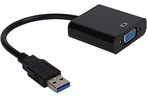 CFTGIW Adaptateur USB vers VGA USB 3.0 Mâle vers VGA 15 Broches Femelle Pas Besoin d'électricité Extérieure, Fournissez de l'électricité Immédiatement Via l'interface USB et le