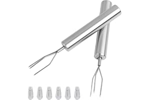 Annlpoy 2 pièces fourche à pommes de terre à peler et de fourchettes terre en acier inoxydable en robe des champs Pics à tridents robustes et élégants, pour légumes et grillades, longueur 15.2 cm