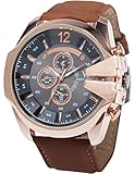 EASTPOLE Herren Armbanduhr Analog schwarz Zifferblatt gro?es Geh?use Leder Band Quarzuhr WAA767